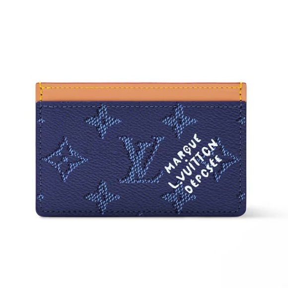 Louis Vuitton Blue and Tan Card Holder